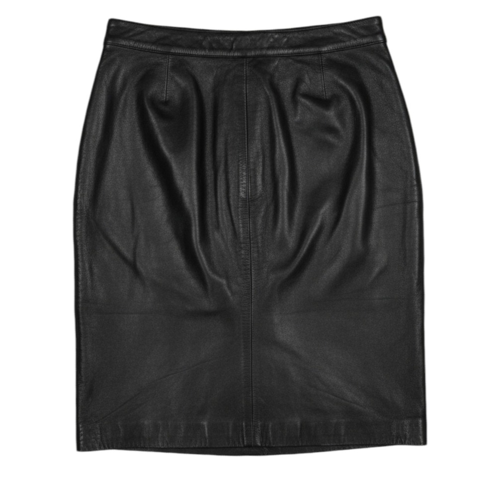 URCHIN Soft GENUINE LEATHER Black POCKET Zip Side PENCIL/STRAIGHT SKIRT Sz 6